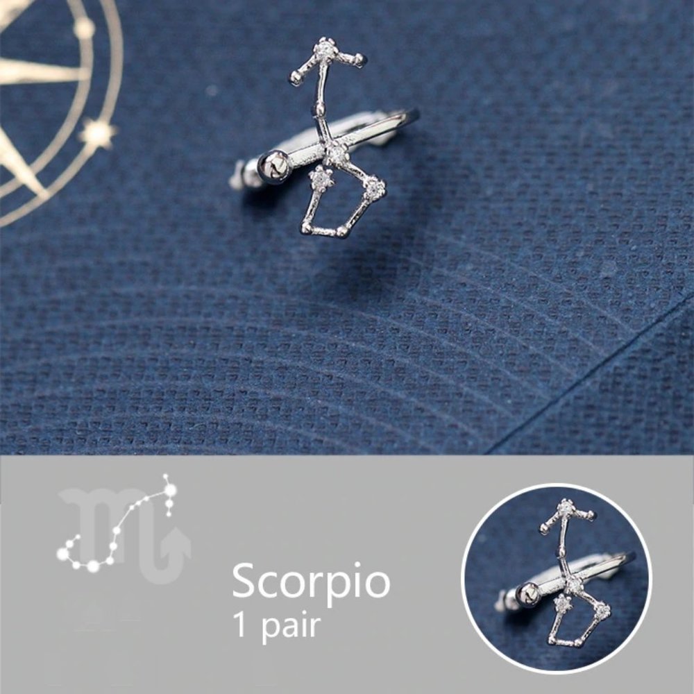 925 Sterling Silver Zodiac Earrings Cuff-Scorpio